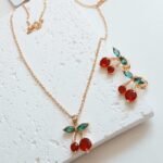 Auskarai + kaklo papuošalas 45-50cm.